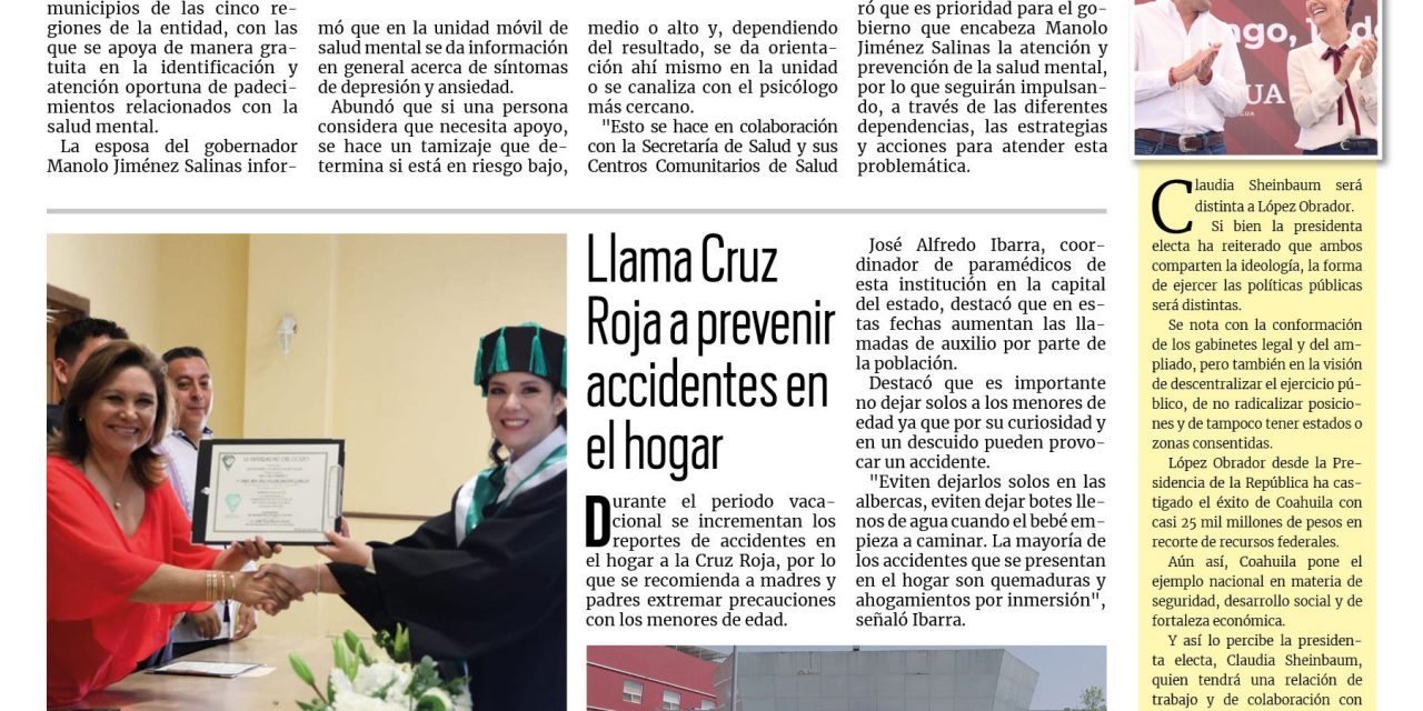 Portada RCG Carbonífera [21 de julio de 2024] Inspira Coahuila promueve la salud mental de coahuilenses; Concluye Fiscalía investigación por accidente minero y más…