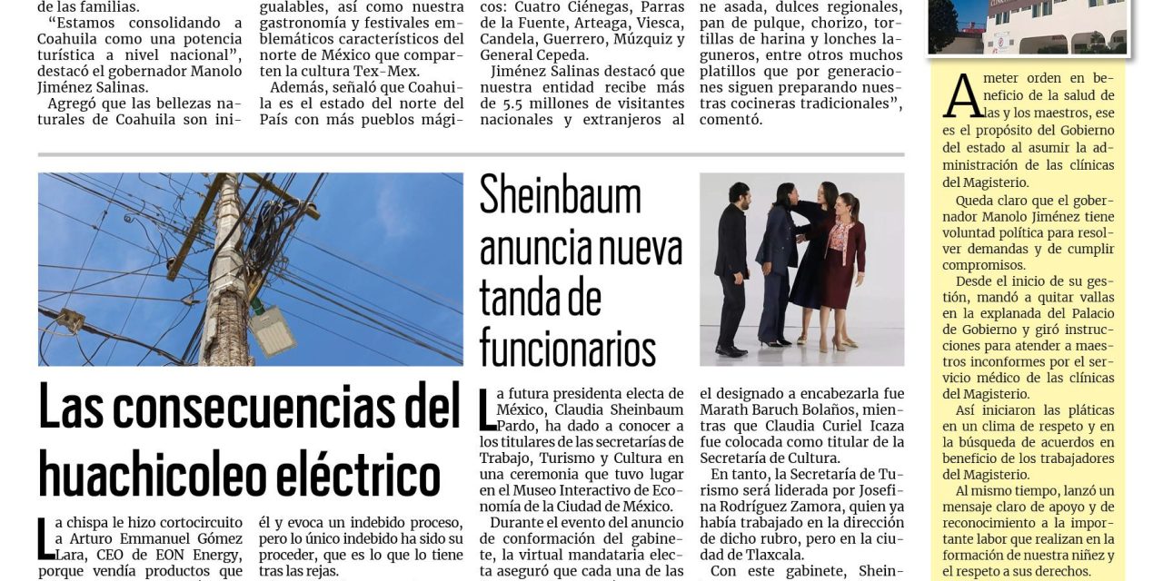 Portada RCG Fronteriza [19 de julio de 2024] Invitan a visitar Coahuila durante este verano; crece interés entre las jóvenes por estudiar una ingeniería y más…