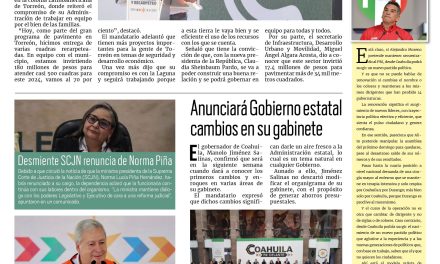 Portada RCG Media [03 de julio de 2024] Mejoramos los barrios y colonias de todo Coahuila: Manolo Jiménez; avanza Tercer Maratón de Obras en Saltillo y más…