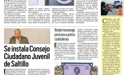 Portada RCG Media [04 de julio de 2024] Coahuila será sede de Reunión Regional de Seguridad; se instala Consejo Ciudadano Juvenil de Saltillo y más…