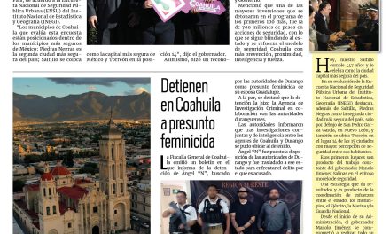 Portada RCG Media [25 de julio de 2024] Coahuila se coloca en los primeros lugares de seguridad; celebra Saltillo 447 años de historia  y más…