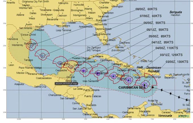 ¿Cuándo y dónde tocará tierra el huracán Beryl, uno de los más potentes en la historia?