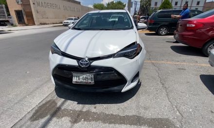 Se registra un choque en la zona centro de Saltillo