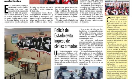 Portada RCG Centro [27 de agosto de 2024] Coahuila arranca nuevo ciclo escolar; atiende Pronnif caso de menores explotadas y más…