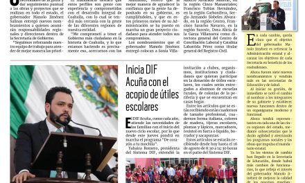 Portada RCG Fronteriza [1 de agosto de 2024] Designa Manolo Jiménez nuevos nombramientos de su gabinete; ofrece Acuña becas de educación para mujeres y más…
