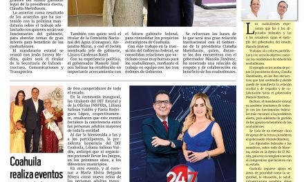 Portada RCG Fronteriza [30 de agosto de 2024] Se reúne Manolo Jiménez con miembros del gabinete de Sheinbaum; beneficia programa de impermeabilización a 200 familias y más…