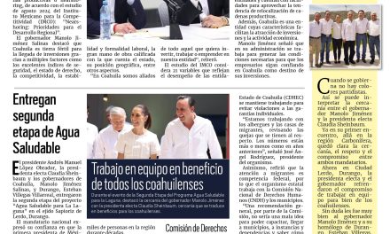 Portada RCG Lagunera [25 de agosto de 2024] IMCO ubica a Coahuila en el Top 3 para aprovechar el nearshoring; Asciende ocupación hotelera hasta el 54% en vacaciones y más…