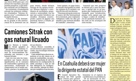 Portada RCG Media [13 de agosto de 2024] Celebra Manolo Jiménez a ‘Jóvenes Gigantes’ de Coahuila; camiones Sitrak con gas natural licuado y más…