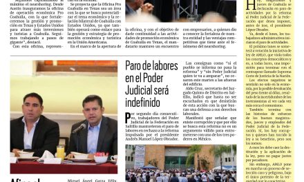 Portada RCG Media [21 de agosto de 2024] Inaugura Manolo Jiménez oficina Pro Coahuila en Texas; afina Gobierno de Saltillo campaña preventiva de accidentes  y más…