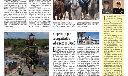 Portada RCG Carbonífera [8 de septiembre de 2024] Cabalgata de Sabinas, la mejor de México, afirma el gobernador; Reciben alimentos más de 500 adultos mayores y más…