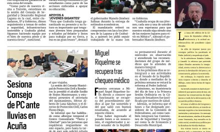 Portada RCG Fronteriza [04 de septiembre de 2024] Trabaja sociedad y Gobierno a favor del desarrollo integral de la Laguna; llaman a prevenir alergias en otoño y más…