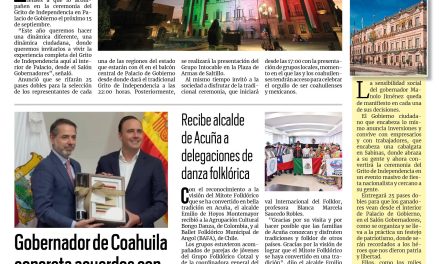 Portada RCG Fronteriza [10 de septiembre de 2024] Abre Manolo Jiménez Palacio de Gobierno para celebrar la Independencia; Plantan el Árbol por la Paz en Acuña y más…