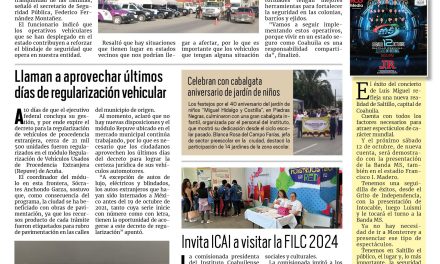 Portada RCG Fronteriza [21 de septiembre de 2024] Operativos viales mantienen la paz en el territorio coahuilense; Avanza remodelación de la plaza Benjamín Canales en Acuña y más…