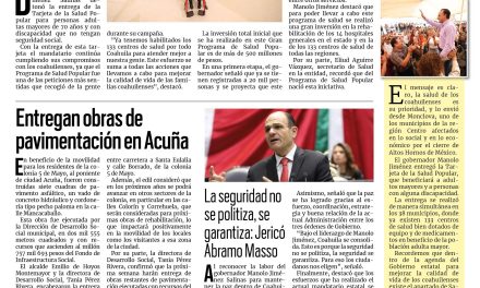 Portada RCG Fronteriza [25 de septiembre de 2024] Manolo Jiménez inicia entrega de la Tarjeta de la Salud Popular; destacan acuñenses en concurso de cortometrajes  y más…