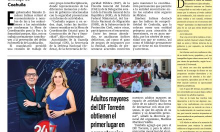 Portada RCG Lagunera [1 de septiembre de 2024] La coordinación es fundamental para la paz y la seguridad: Manolo Jiménez; Falta de transporte inclusivo afecta a 28 mil personas con discapacidad y más…