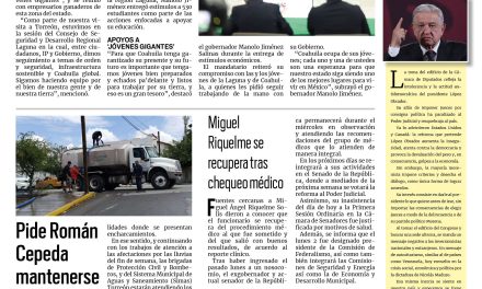 Portada RCG Lagunera [04 de septiembre de 2024] Trabaja sociedad y Gobierno a favor del desarrollo integral de la Laguna; analiza municipio vigilancia en la colonia Santiago Ramírez y más…