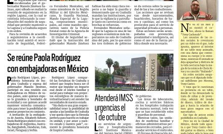 Portada RCG Lagunera [29 de septiembre de 2024] Refuerzan coordinación y continuidad para garantizar seguridad en la Laguna; Promueve DIF cuidado de la salud mental y más…