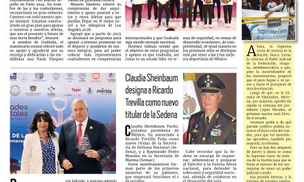 Portada RCG Media [07 septiembre de 2024] Manolo Jiménez reitera su apoyo a los atletas coahuilenses; trabaja Ayuntamiento en retiro de escombro de vialidades por lluvias y más…