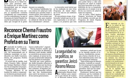 Portada RCG Media [25 de septiembre de 2024] Manolo Jiménez inicia entrega de la Tarjeta de la Salud Popular; reconoce Chema Fraustro a Enrique Martínez como Profeta en su Tierra y más…