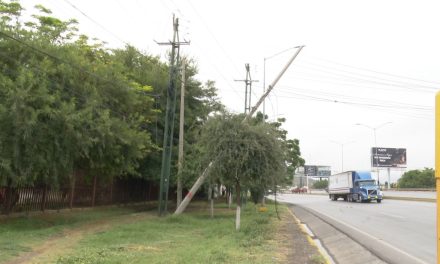 A punto de caer poste de la CFE en Ramos Arizpe