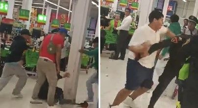 Video:  Se arma brutal golpiza entre personas y guardias de seguridad en un Bodega Aurrerá