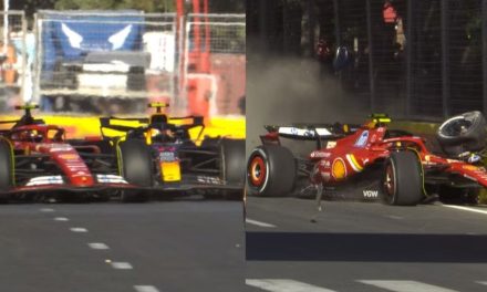 Así quedó grabado en video el choque con el que Carlos Sainz le arruinó la carrera a Checo Pérez