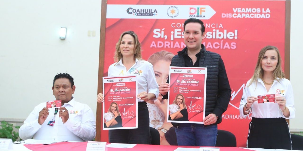 DIF Coahuila invita a conferencia de Adriana Macías