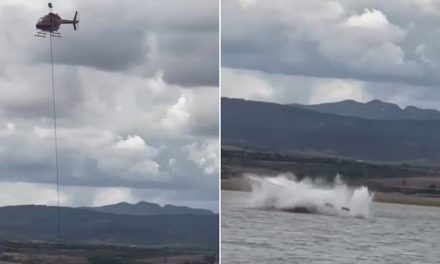 Video: Se desploma helicóptero en una presa de Chihuahua