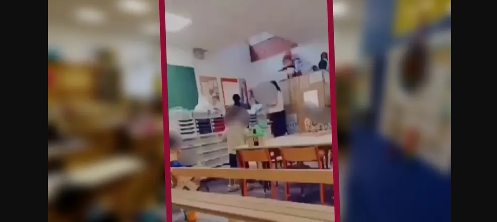 Graban a maestra de kinder maltratando a una niña en plena clase