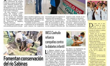 Portada RCG Carbonífera [07 de octubre de 2024] Inspira Coahuila lleva módulos del Registro Civil a hospitales; cumple 94 años la presa ‘Venustiano Carranza’ y más…