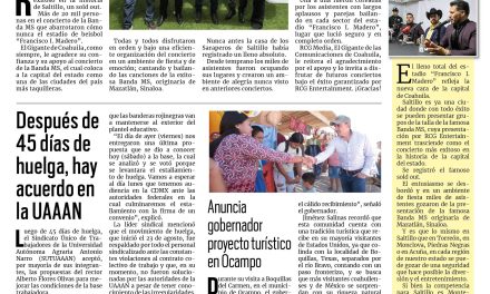 Portada RCG Carbonífera [13 de octubre de 2024] Banda MS ofrece el concierto más exitoso de Saltillo; Continúa Diana Haro la entrega de uniformes deportivos y más…