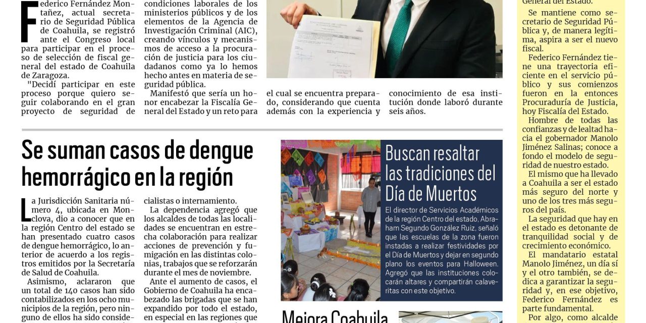 Portada RCG Centro [31 de octubre de 2024] Se registra Federico Fernández Montañez para fiscal general del estado; exigen acreedores y trabajadores pagos de AHMSA y más…