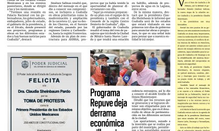 Portada RCG Fronteriza [02 de octubre de 2024] Coahuila trabajará en equipo con la presidenta Claudia Sheinbaum: integran comité de vinculación universitaria y más…