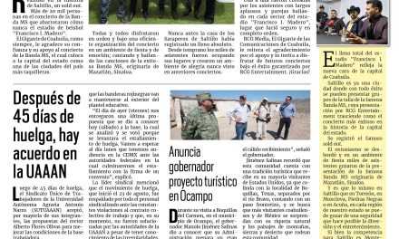 Portada RCG Fronteriza [13 de octubre de 2024] Banda MS ofrece el concierto más exitoso de Saltillo; Aprueban convenio de colaboración con tiendas de conveniencia y más…