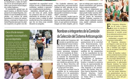 Portada RCG Fronteriza [16 de octubre de 2024] Programa Alimentario beneficia a miles de personas en Coahuila; entregan Premio Estatal de Transparencia en Corto 2024 y más…