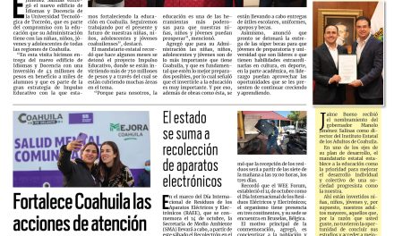 Portada RCG Lagunera [12 de octubre de 2024] Manolo Jiménez inicia y entrega obras en la Laguna; reforzarán acciones de inteligencia y videovigilancia y más…