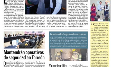 Portada RCG Lagunera [26 de octubre de 2024] Fortalece Coahuila estrategia de protección a las mujeres; listos los refugios temporales ante cambios de clima y más…