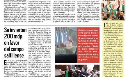 Portada RCG Media [16 de octubre de 2024] Programa Alimentario beneficia a miles de personas en Coahuila; se invierten 200 mdp en favor del campo saltillense y más…