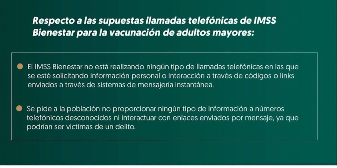 Advierten a adultos mayores por supuestas llamadas del IMSS