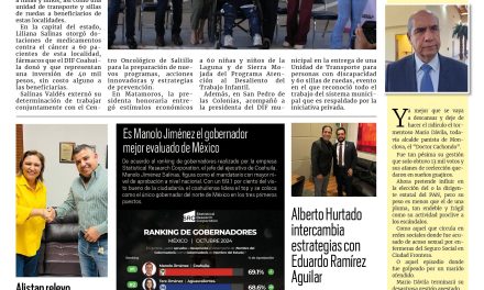 Portada RCG Carbonífera [04 de noviembre de 2024] DIF Coahuila mantiene apoyo permanente a los más necesitados; esperan comercio ambulante de Sabinas un repunte en sus ventas y más…