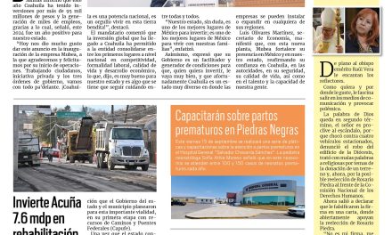 Portada RCG Fronteriza [13 de noviembre de 2024] Inversiones por 95 mmdp han arribado a Coahuila; realizan operativo para detectar trabajo infantil y más …