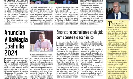 Portada RCG Fronteriza [28 de noviembre de 2024] Inaugura Manolo Jiménez cuartel de la Policía Estatal en Progreso; Entregan 300 becas ‘Jóvenes Gigantes’ en Acuña y más…