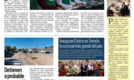Portada RCG Lagunera [15 de noviembre de 2024] Pactan Coahuila, Nuevo León y Tamaulipas blindar La Ribereña; Seguridad y respaldo de autoridades permitió la llegada de Costco y más…