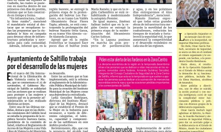 Portada RCG Media [25 de noviembre de 2024]Con grandes obras, Coahuila tiene rumbo: Manolo Jiménez; Ayuntamiento de Saltillo trabaja por el desarrollo de las mujeres y más…