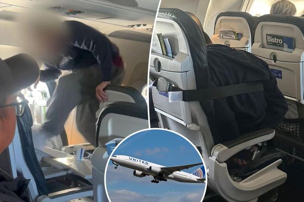 Video: Pasajero destruye su asiento en pleno vuelo y termina amarrado