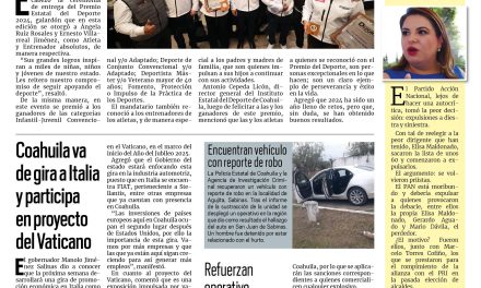 Portada RCG Carbonífera [04 de diciembre de 2024] Entrega Manolo Jiménez Premio Estatal del Deporte; implementan corporaciones de seguridad el Operativo Navideño y más…