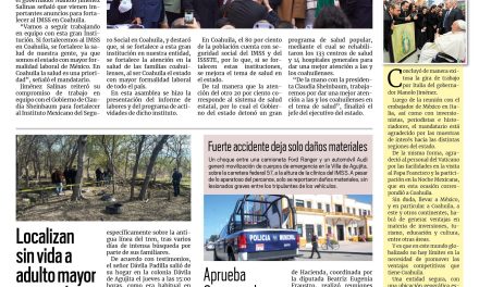 Portada RCG Carbonífera [14 de diciembre de 2024] Anuncia Manolo Jiménez proyectos para fortalecer al IMSS Coahuila; gobierno federal refuerza compromisos en el caso Pasta de Conchos y más…