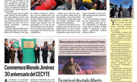 Portada RCG Carbonífera [18 de diciembre de 2024] Rescata gobernador a trabajadores de Múzquiz y San Juan de Sabinas; entregan auto a ganadora del sorteo del Banquetazo Comercial y más…