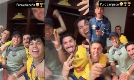 Así festejó Checo Pérez con los jugadores del América en vestidores tras ganar el campeonato