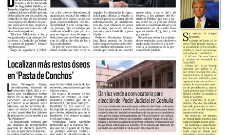 Portada RCG Carbonífera [8 de enero de 2025] Suma Coahuila 491 nuevos elementos de seguridad; Comenzará Sabinas construcción de albergue para migrantes y más…